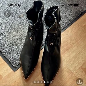Coach size 9 booties black new leather gold accents